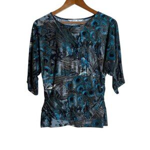 Peter Nygård peacock feather pattern blouse